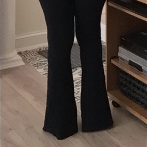 Cool stylish black flare stretch pants with slits - Picture 2 of 4